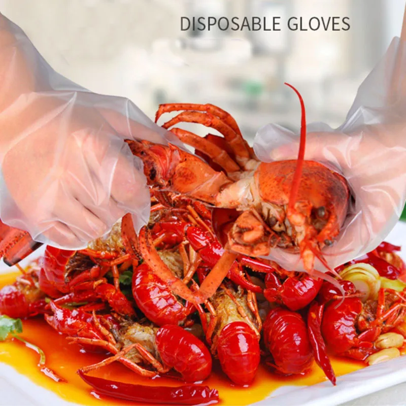 

100pcs Thicken Disposable Food Plastic Gloves for Kitchen Cooking BBR Restaurant Fruit Vegetable Beauty Eco-friendly Food Glove