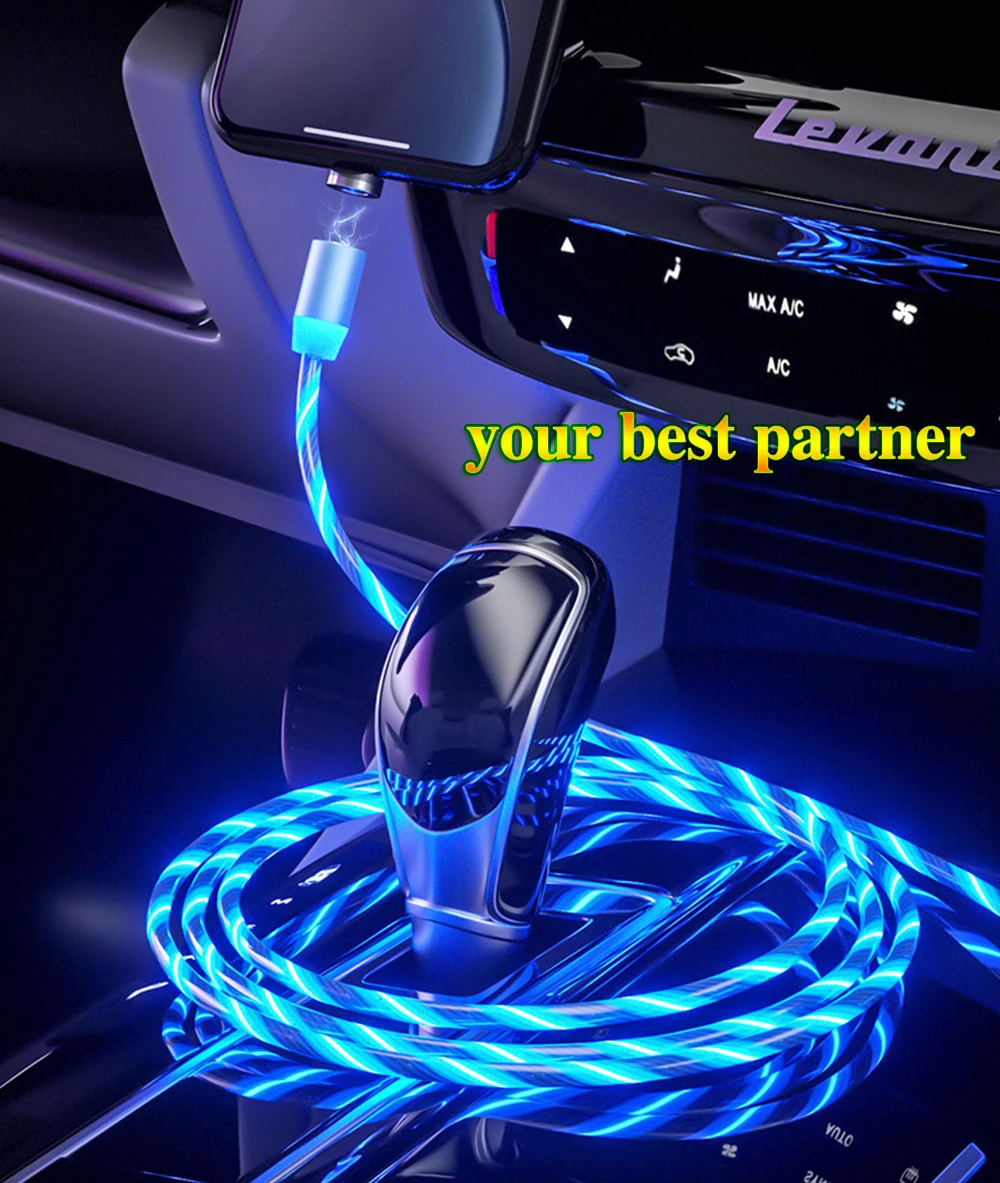 СВЕТОДИОДНЫЙ Магнитный зарядный кабель светящийся шнур для Samsung Galaxy S20 Note 20 Xiaomi Mi