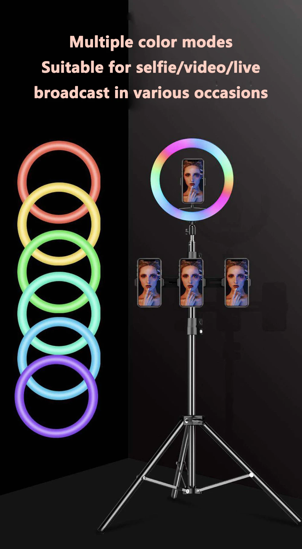 

RGB live light fill light colorful net red ring light marquee LED film and television atmosphere rendering bright muscle light