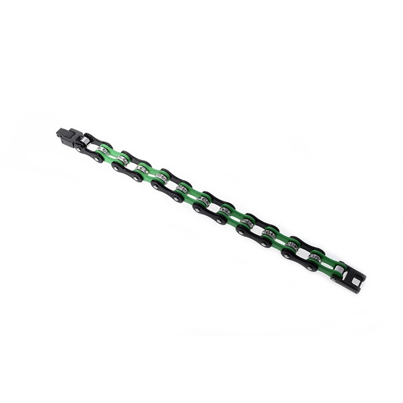 

SImple 10mm Stainless Steel Bicycle Chain Bracelets 2021 New Design Green Color Crystal Stone Bangles Women Men Fashion Jewelry