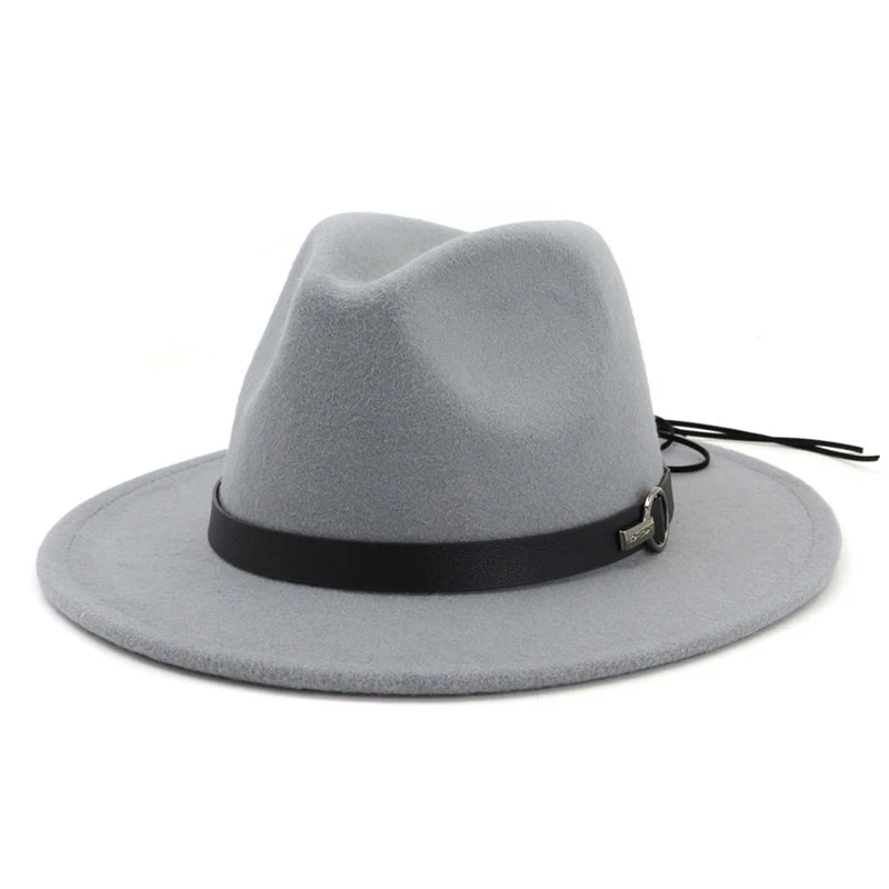 

Women Wide Brim Wool Felt Jazz Fedora Hats Panama Style Ladies Trilby Gambler Hat Fashion Party Cowboy Sunshade Cap