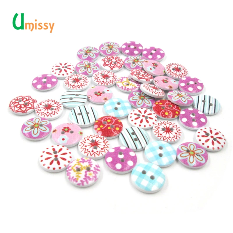 100 шт. деревянные кнопки белая плоская задняя сторона 2 отверстия смешанные