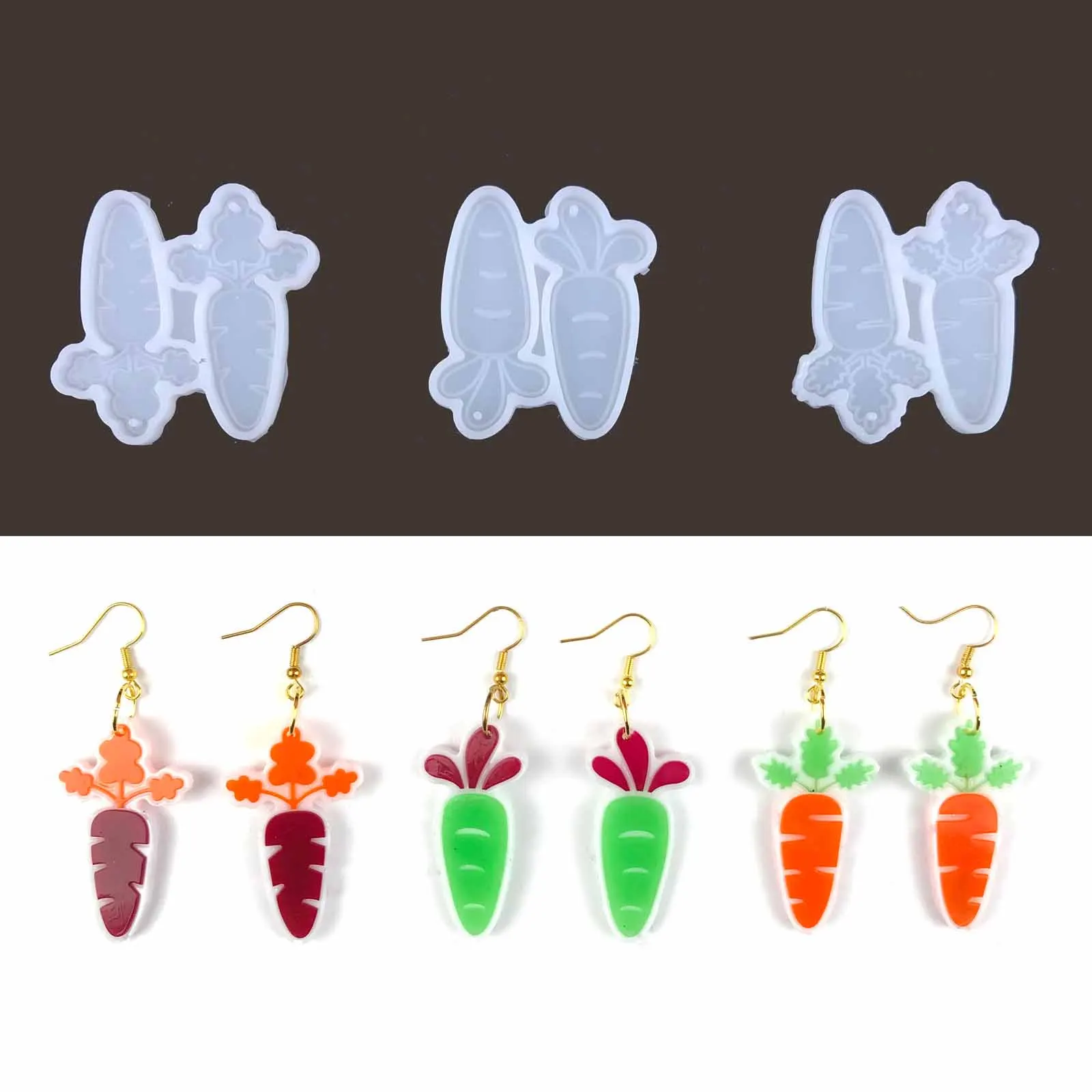 

3PCS Easter Carrot Bunny Crystal Epoxy Mould DIY Key Pendant Pendant Silicone Mould Decoration