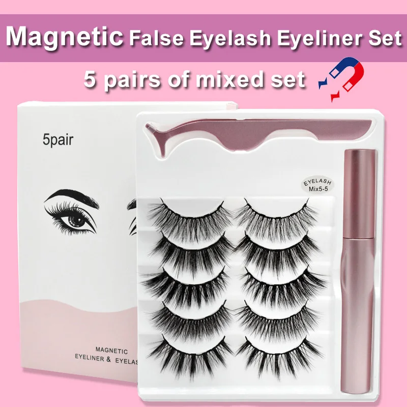 Набор Магнитных накладных ресниц подводка для глаз натуральные густые ручной
