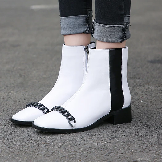 Tanariya/Новое поступление обувь женские ботинки ботильоны с цепочкой на молнии