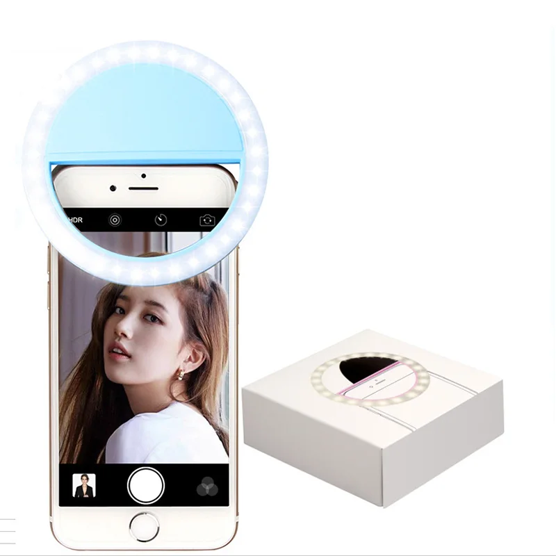 

LED Mobile Phone Selfie Light Clip-On Lamp Portable USB Charge LED Selfie Ring Light Flash Light Photo Camera For Smartphone