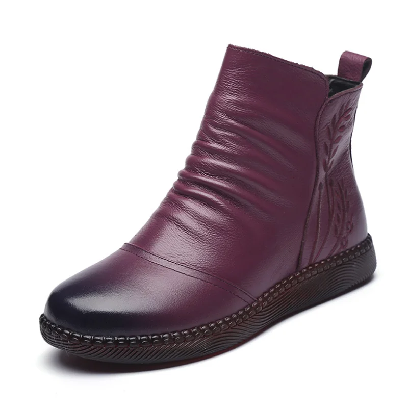 

Autumn Women's Shoes Leather Boots Women's Fashion Winter Boots Women's flat Shoes Non-slip Warm Leather Women's Boots 35-41