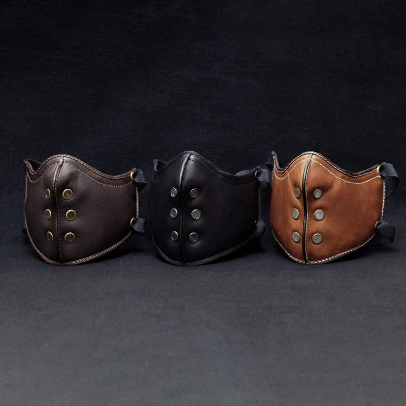 

InniFun New Leather Face Mask Cool Men Masks For Outdoor Sport Riding Party Reusable Face Mask Mouth Cover Protective Face Masks