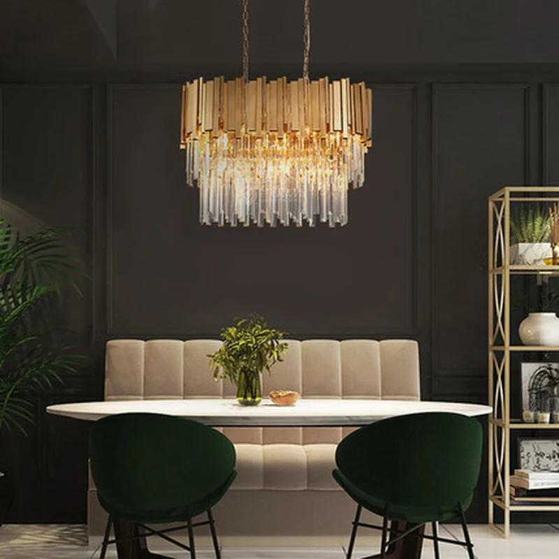 Золотая люстра светильник ing один Обеденная светодиодный хрустальный