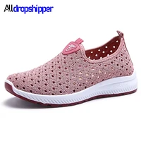 summer womens sports shoes hollow breathable leisure safety walking shoes women sneakers mesh flats shoes loafers plus size 41