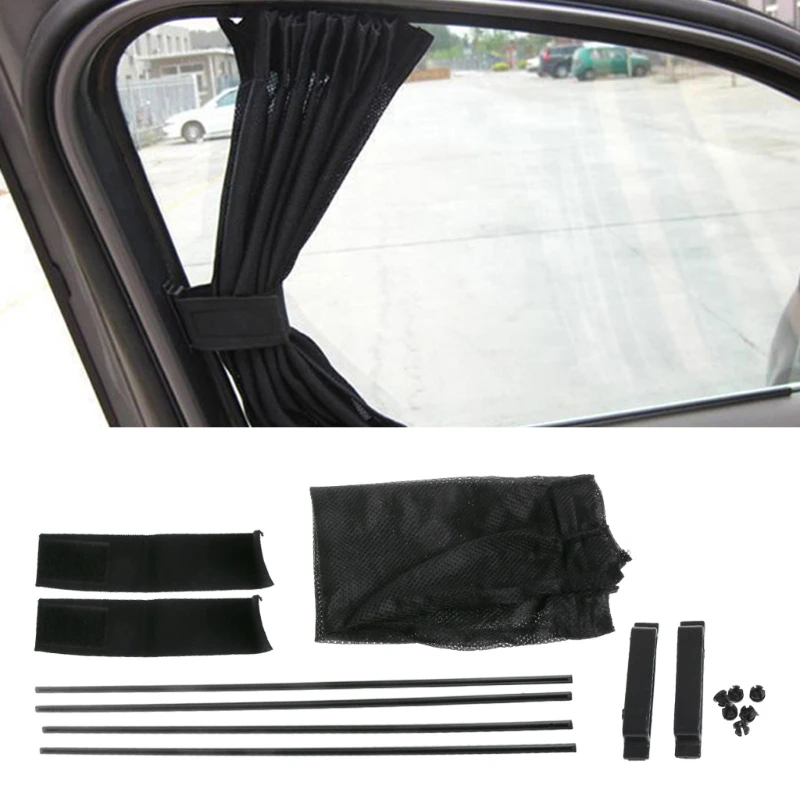 

Q9QD Universal Black Mesh Interlock VIP Car Window Curtain Sunshade Visor UV Block