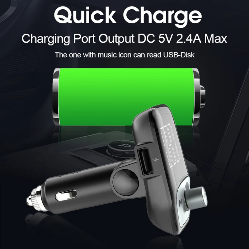 Top Mp3 Player Bluetooth Cigarette Lighter Charger Auto Dual Usb Charge Vehicle Hand-Free Music Car Qc 3.0 12V Socket. | Электроника