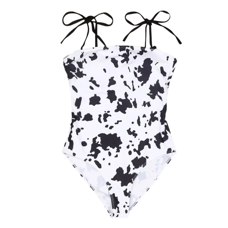 

2021 European and American swimsuit new cow pattern sling sexy one-piece swimsuit hot sale bikini skirt suits