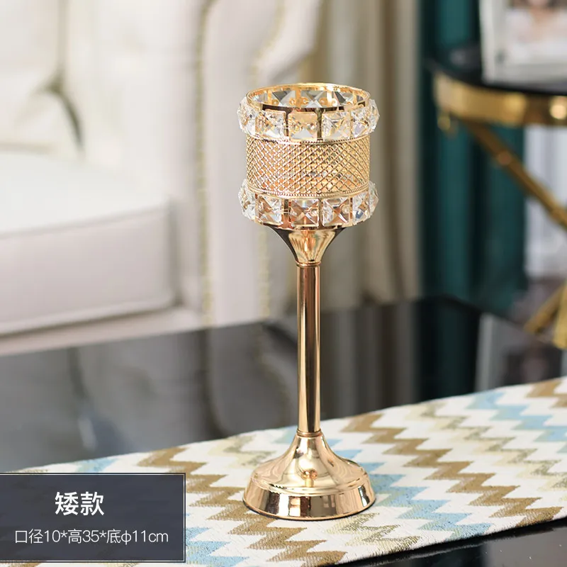 Настольный подсвечник хрустальный металлический золотой роскошный