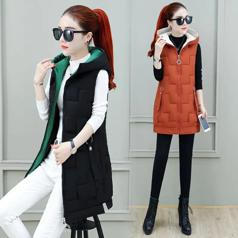 Пуховый хлопковый жилет. Корейская версия тонкого плотного жилета без рукавов.