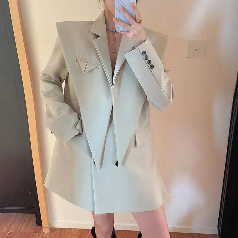 

Women Blazer 2021 Formal Blazers Lady Office Work Suit Pockets Jackets Coat Slim White Black Women Blazer Femme Fashion Design