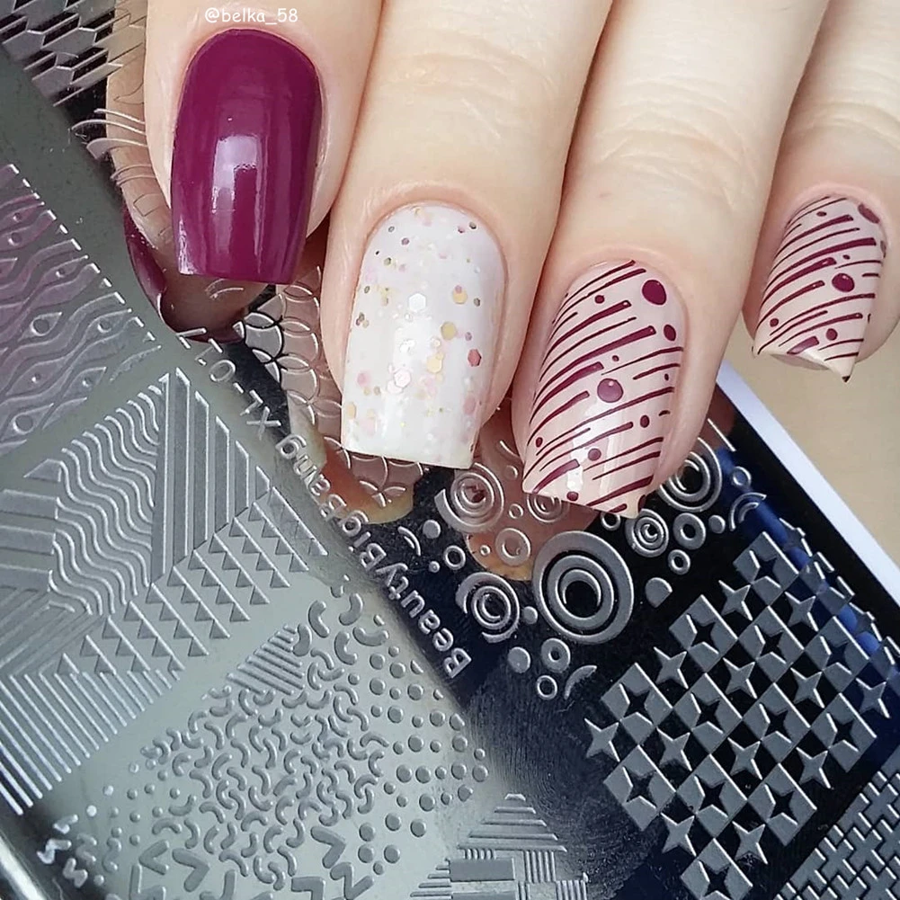 BeautyBigBang трафарет для дизайна ногтей Форма для ногтей Геометрическая тема прямоугольная пластина для штамповки ногтей для пластин BBB XL-017