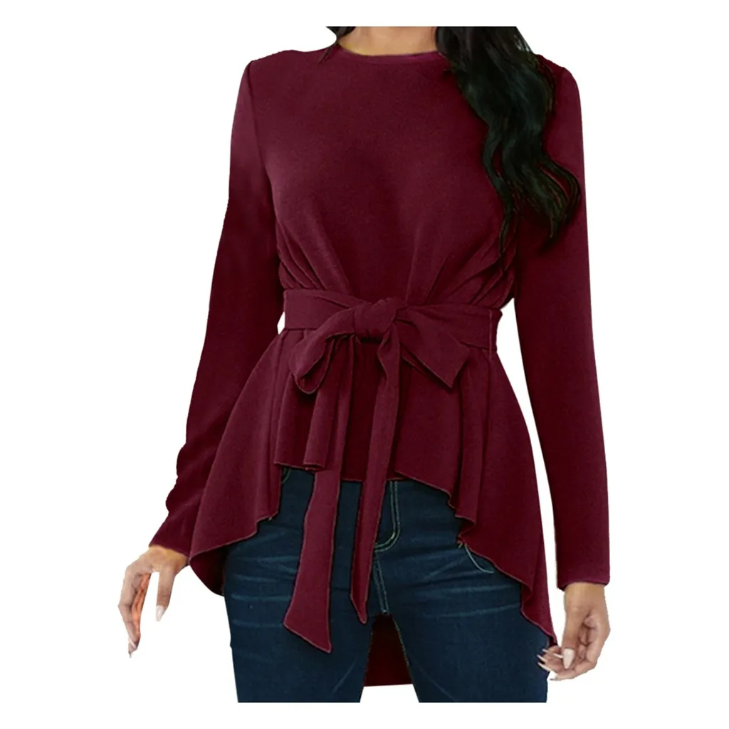 Модная женская повседневная одежда с длинным рукавом сплошные швы о образный