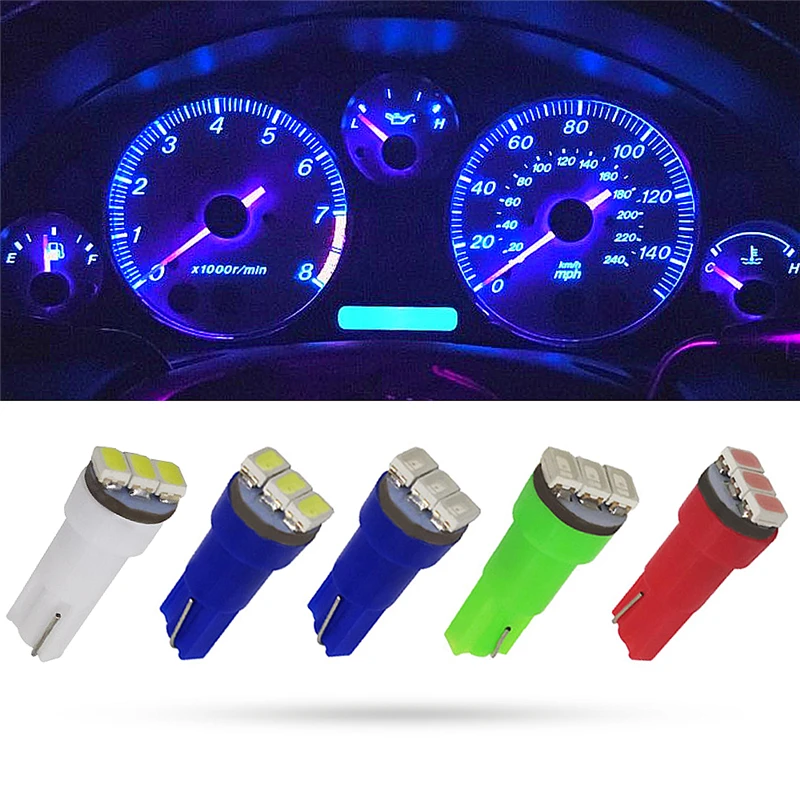 500 x T5 светодиодный 12516 W1.2W лампа для салона автомобиля 3 1206 SMD датчик прибора Авто