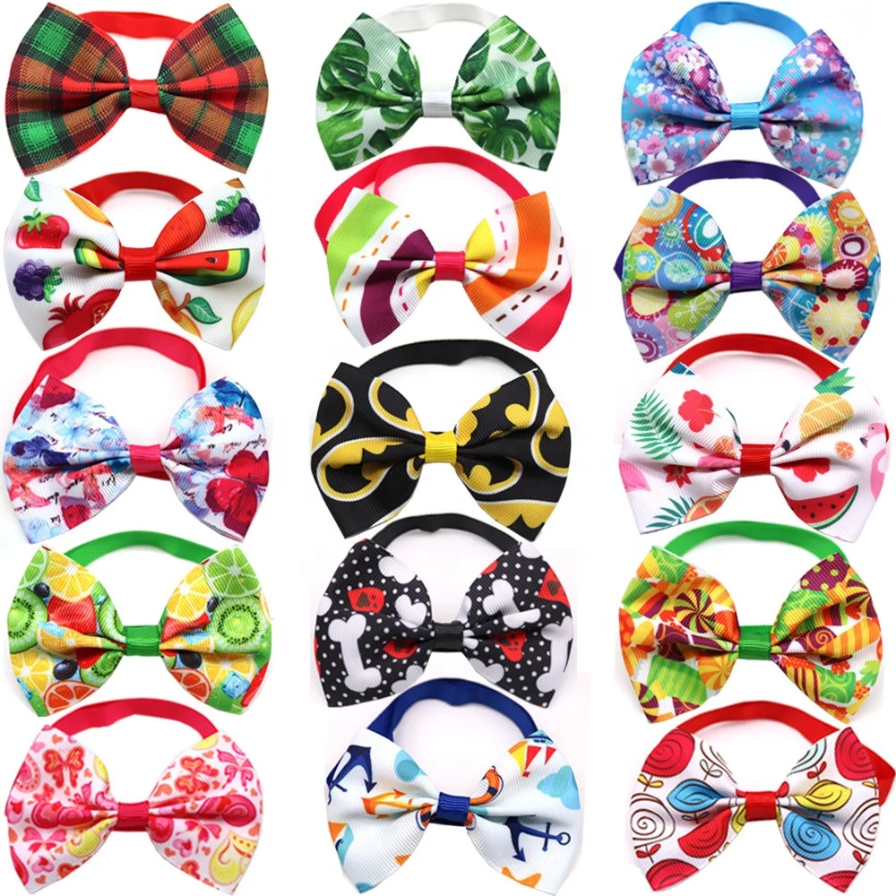 

New Fashion Fast Shipping Pet Bow Tie Dog Cat Bowtie Fruit Flamingo Bow Tie Suitable for Small Medium Dogs Puppy Accessories