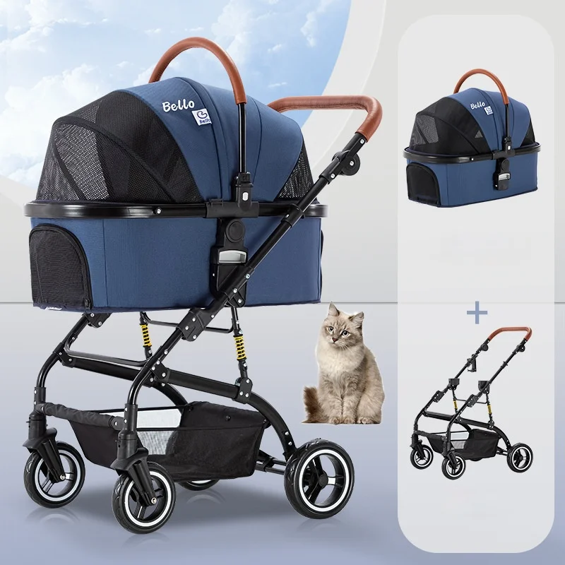 

Pet Dog Puppy Cat Travel Stroller Pushchair Jogger Folding Trolley Teddy Cage Four Wheels Outdoor Travel