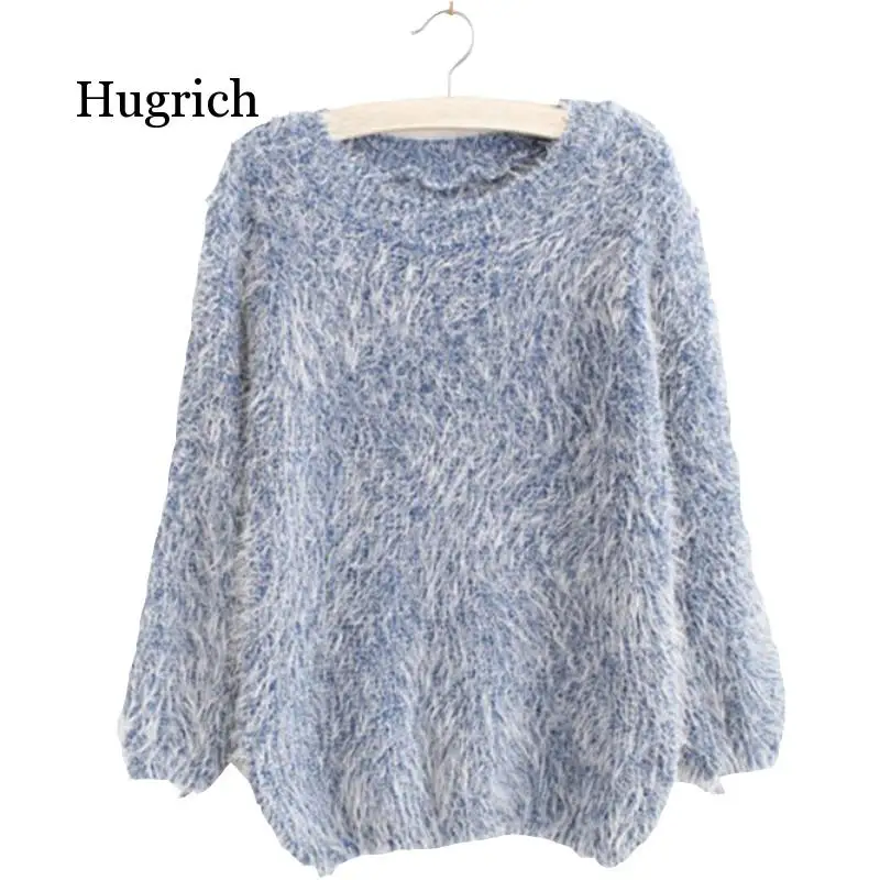 

Women Fashion Autumn Winter Warm Mohair O-Neck Women Pullover Long Sleeve Casual Loose Sweater Knitted Tops