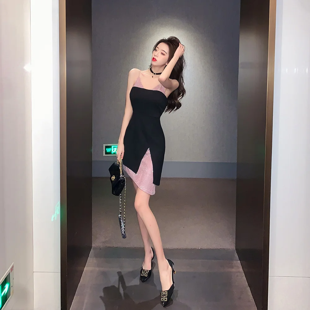 

Товары реальные новые сексуальные маленькие Женские Двухцветные Лоскутные Асимметричные обтягивающие бедра платья