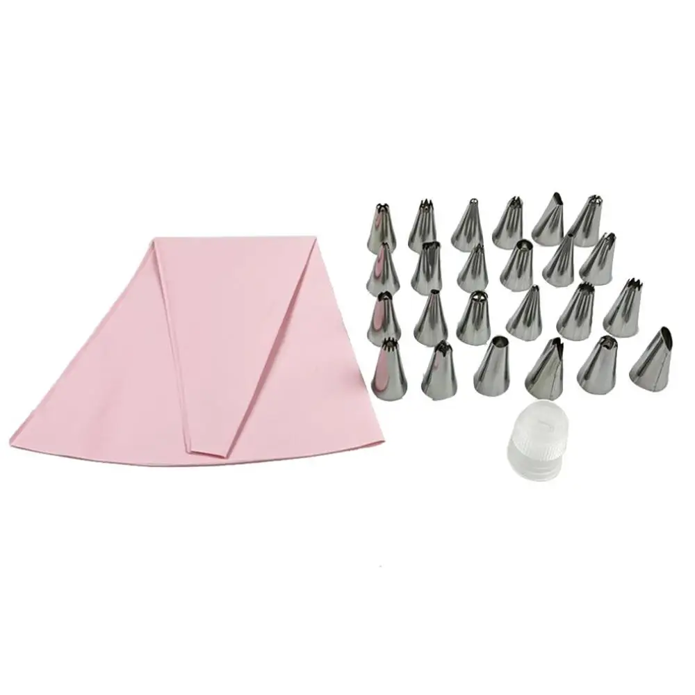 24 pieces set 8 шт./компл. силиконовые кондитерского мешка наконечники форсунки Diy глазировки крем многоразовый кондитерский сумки через плечо+ 16 Насадка Набор для выпечки тортов украшения инструменты - Цвет: 24 pieces set
