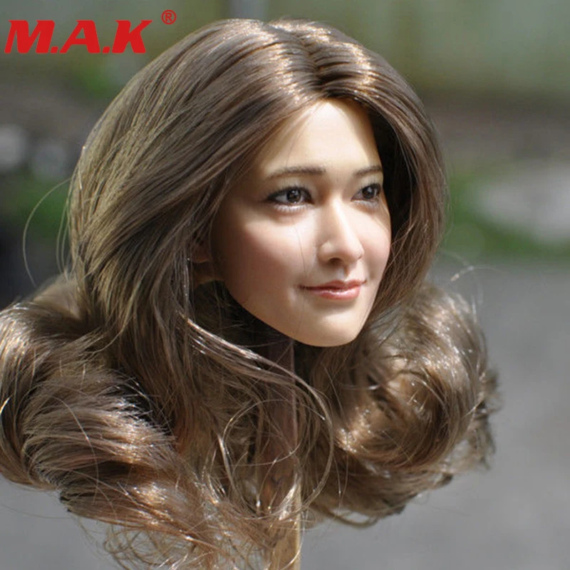 

1:6 scale KUMIK KM18-29 female girl woman sexy young lady curls hair head sculpt Asia girl headplay model for 12'' body figure