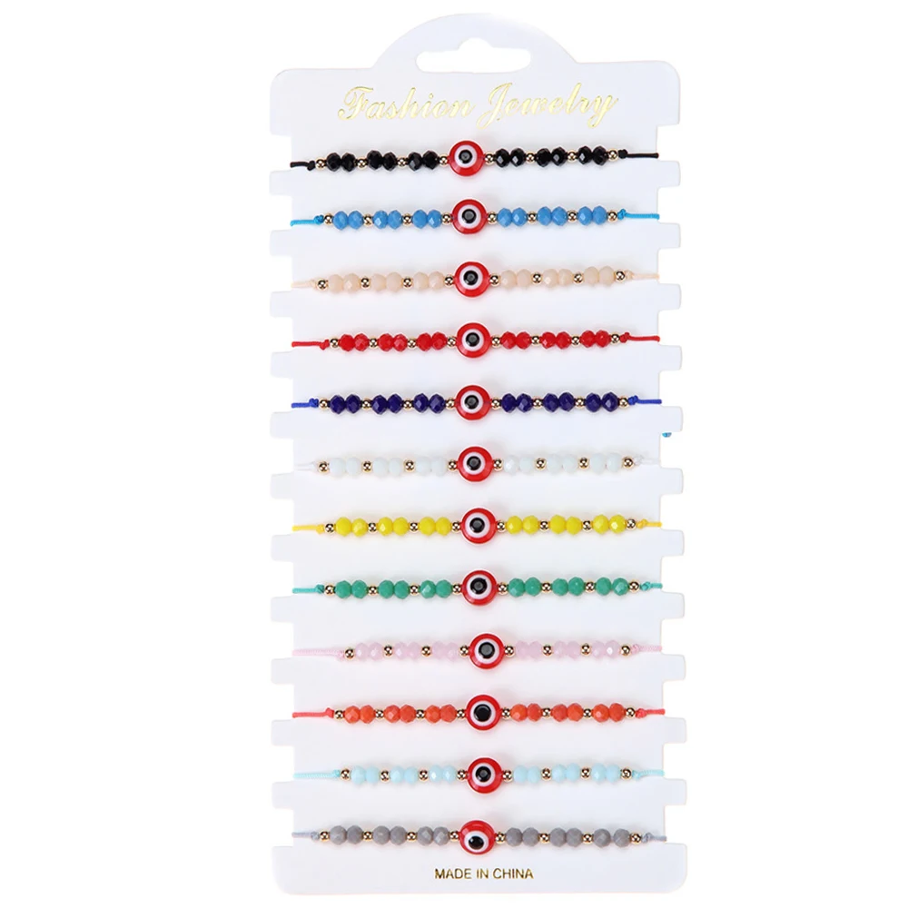 12 шт./компл. белый красный сглаза амулеты браслет набор красочные ручной работы