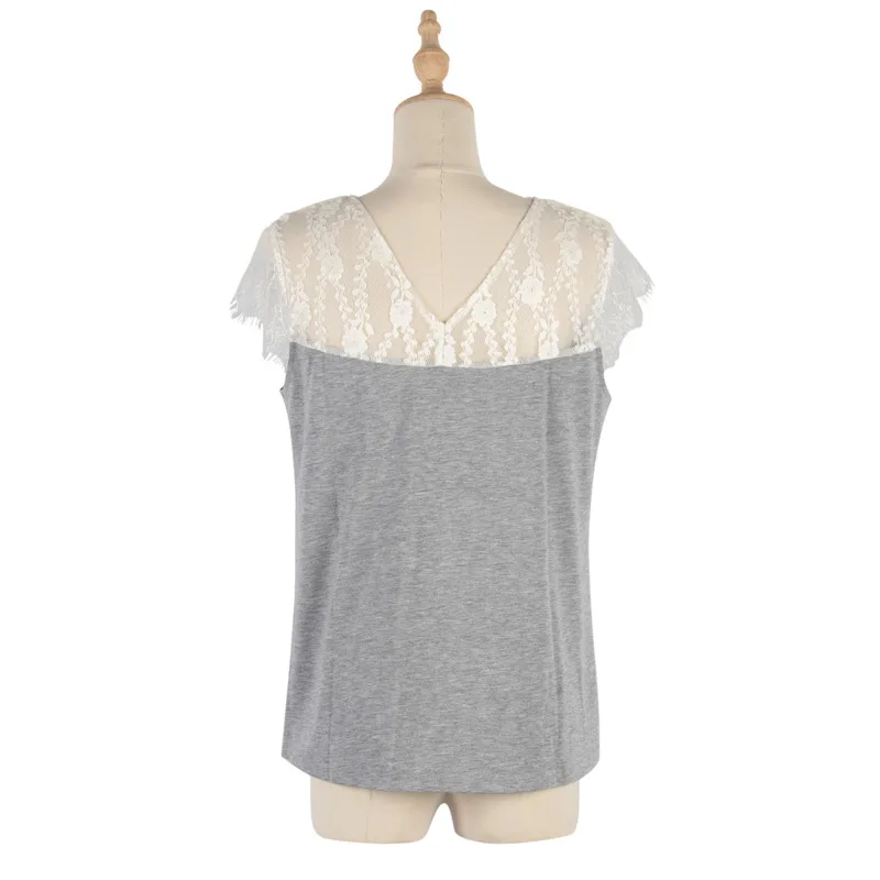 

2020 summer new lace binding stitching design pit bar knitted flower grey small sexy vest