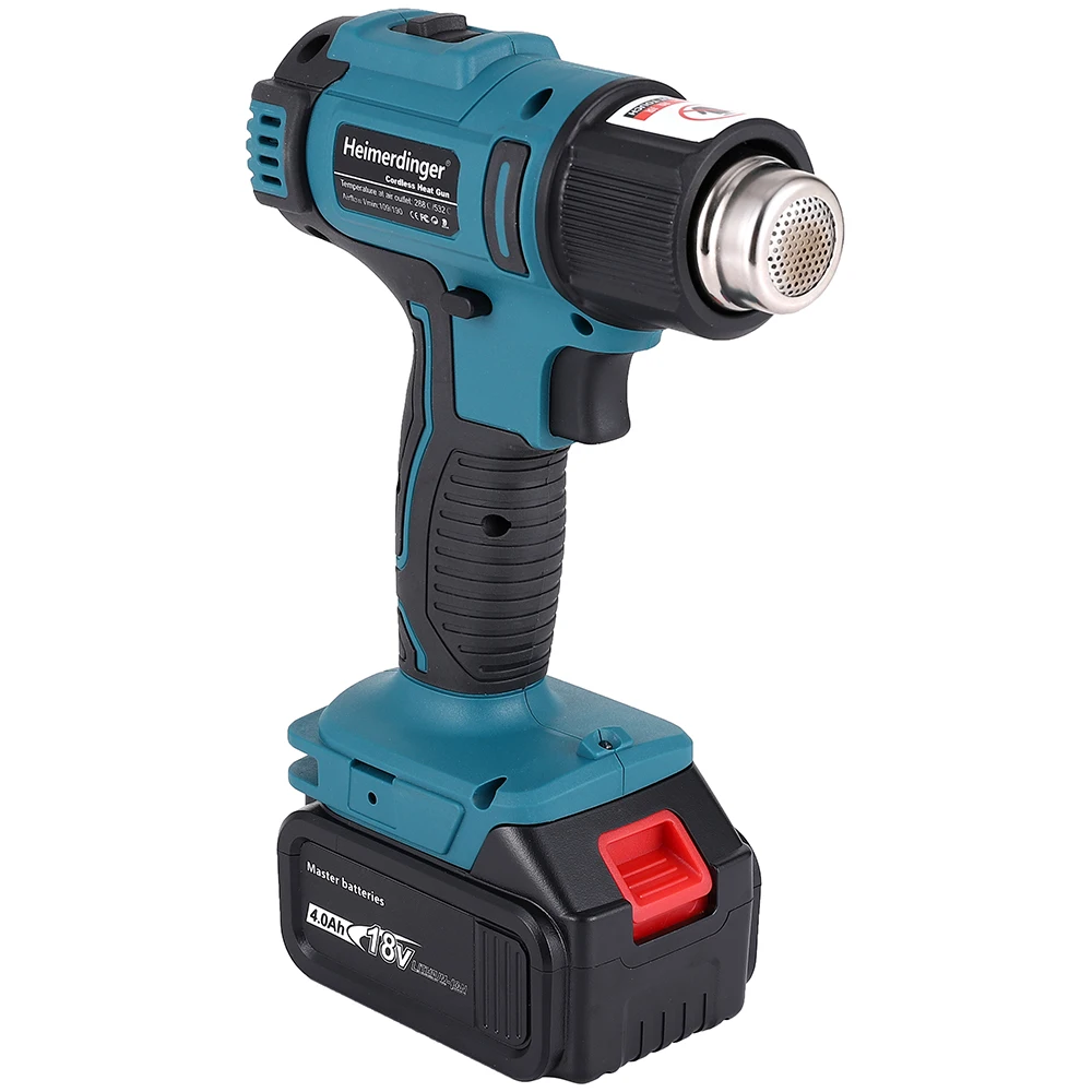 Аккумуляторный термофен без провода, питаемый литиевой батареей 18 В.