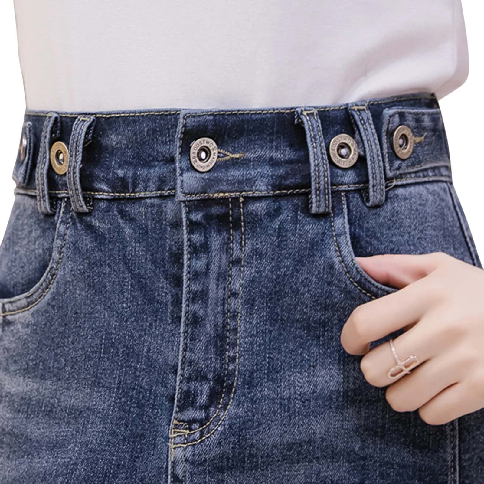 

Ladies High Waist Slim Denim Skirt, Women's Loose A-line Slit Skirt, Girl's Solid Color Female Mid-length Skirt