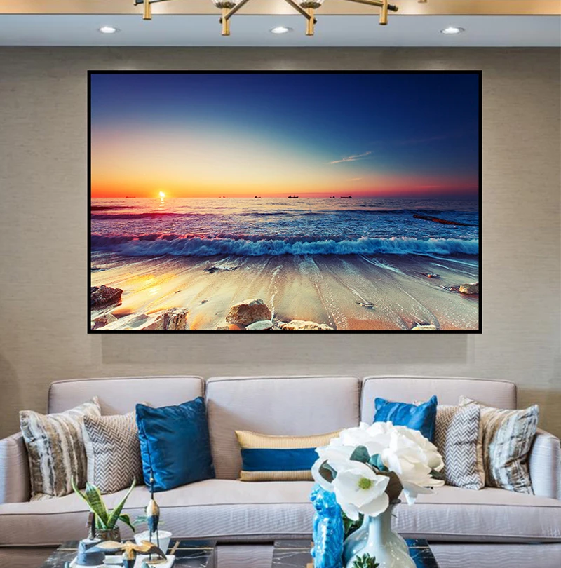 Современная простая Скандинавская Картина на холсте с изображением морского