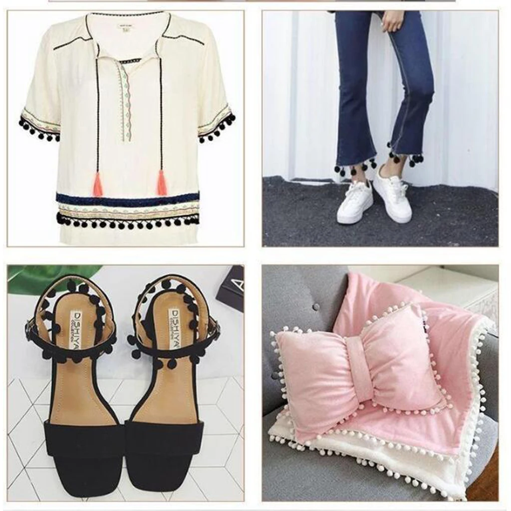 1yd кружевная швейная накладка с бахромой и помпоном плетеная лента сделай сам