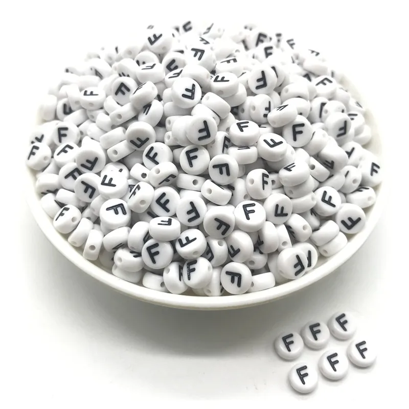 100pcs 4x7mm round letters 26 letters beads multi-color peach heart-shaped spacer beads For bracelet necklace jewelry making - Color: F