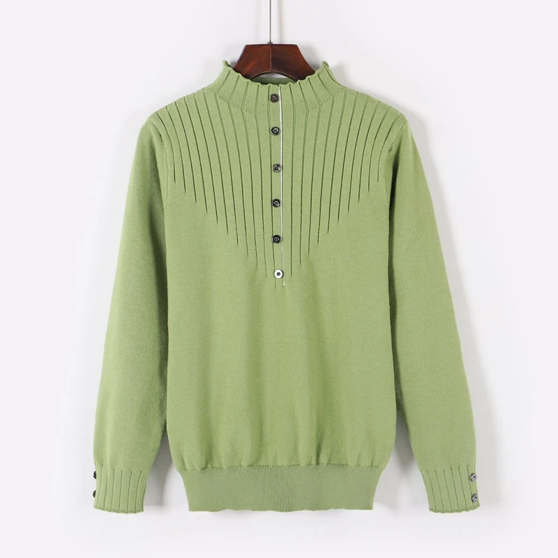 GIGOGOU Women Sweater Euro Style Christmas Sweaters Autumn Winter Thick Warm Turtleneck Pullover Tops Female Jumper With Button | Женская