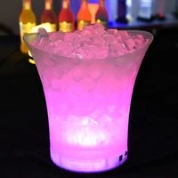 new led 5l waterproof plastic ice bucket 6 color bars nightclubs led light up champagne beer bucket bars night party ice bucket
