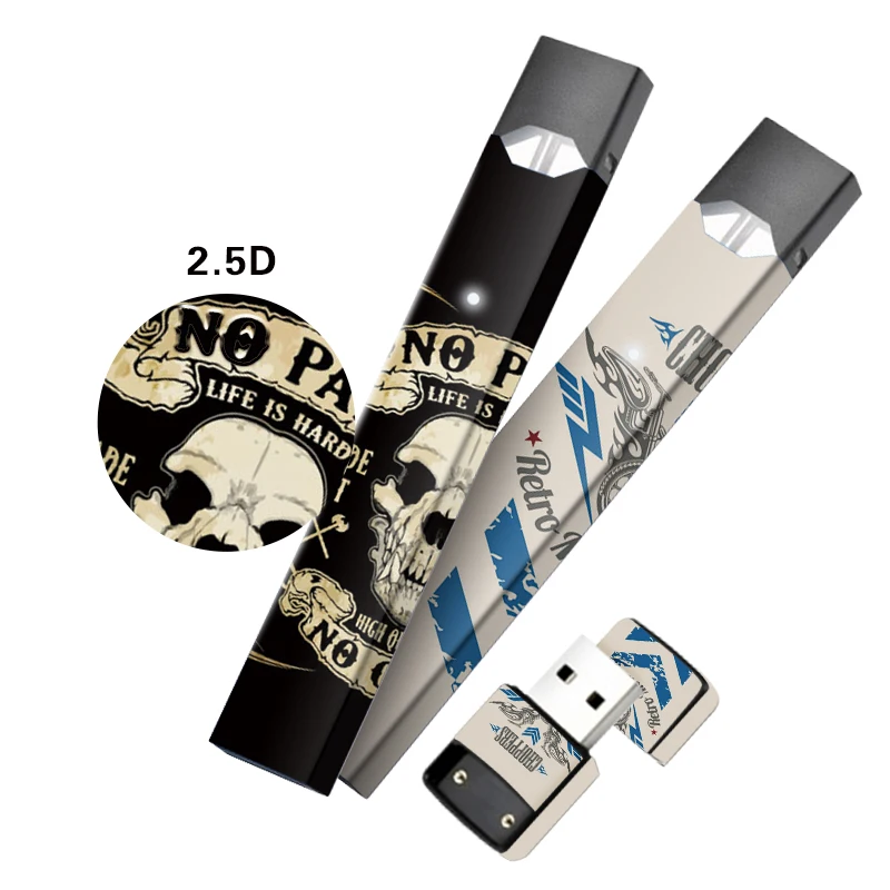 

Magic Shark Punk Fashion Skull Sticker Stereo Electronic Cigarette Film Case Cover Sticker Skin for Juul Hot Sale