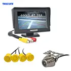 Камера заднего вида SMALUCK, 4,3 дюйма, автомобильный монитор заднего вида + 4 датчика, Система помощи при парковке, видеорадар