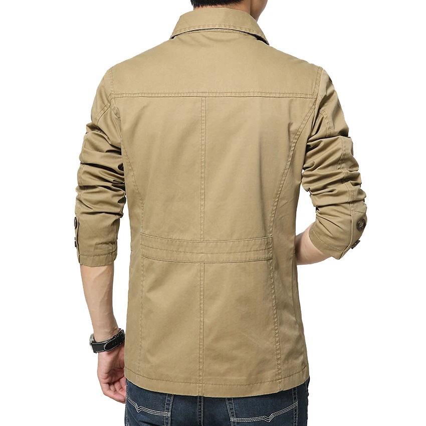 

2020 Men's Jacket Coat 4XL Casual Solid Men Outerwear Slim Fit Khaki Army Cotton Male Jackets Brand Clothing SA220