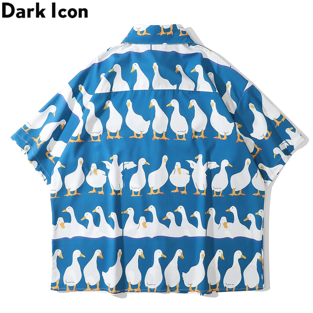 Dark Icon Funny Printed Oversized Men's Shirt 2021 Summer Holiday Hawaiian Shirts Male Top 2 Colors