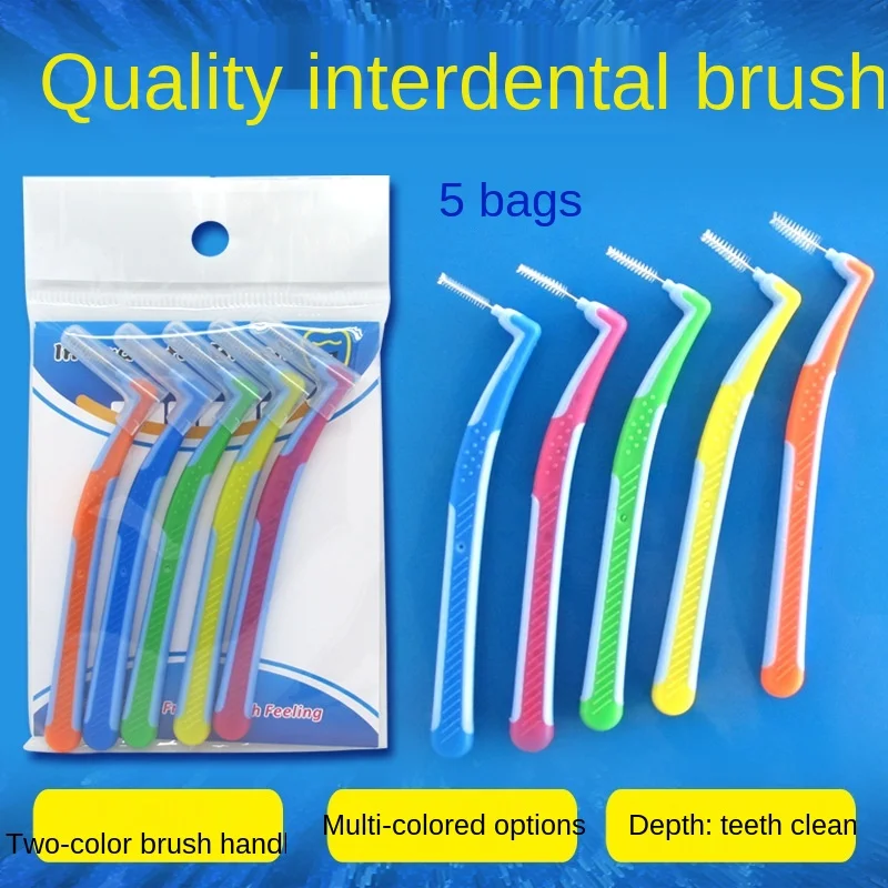 

5pcs interdental brush, curved interdental brush to clean alveolar toothbrush, orthodontic interdental cleaning brush