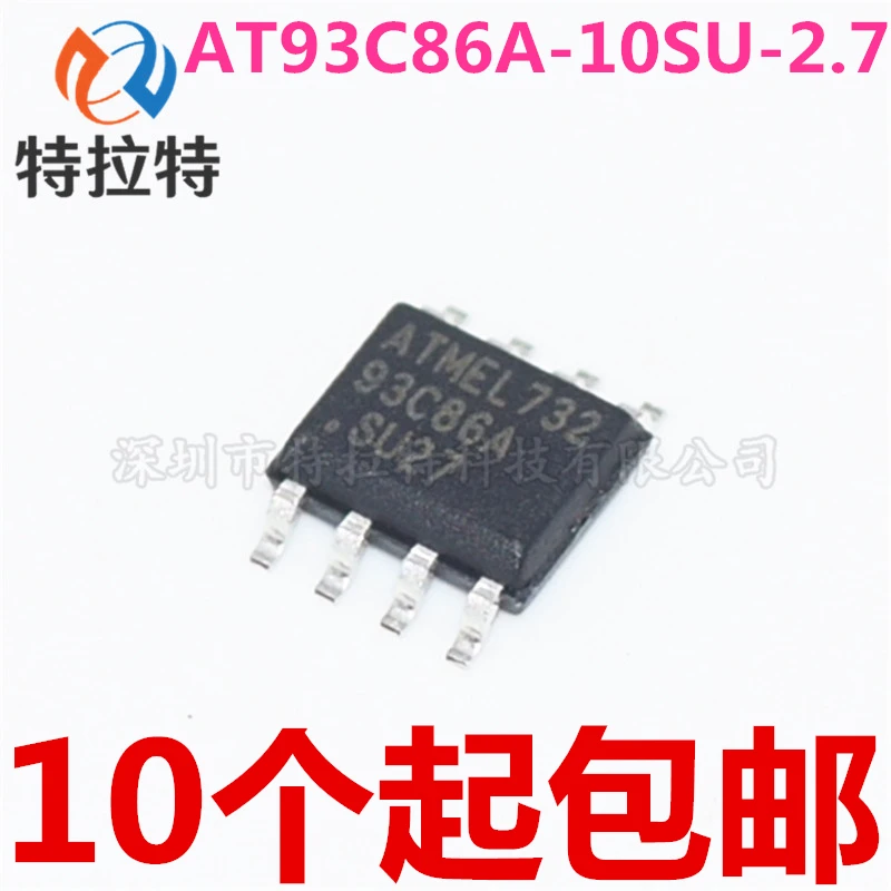 10 шт./лот абсолютно новый и оригинальный AT93C86A-10SU-2.7 93C86A SU27 лапками углублением Sop-8 |