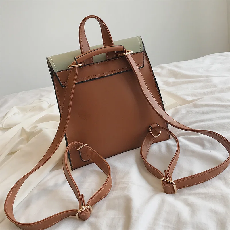 Autumn and winter women's bag high quality PU stitching color fashion hand student Messenger bags discount | Багаж и сумки