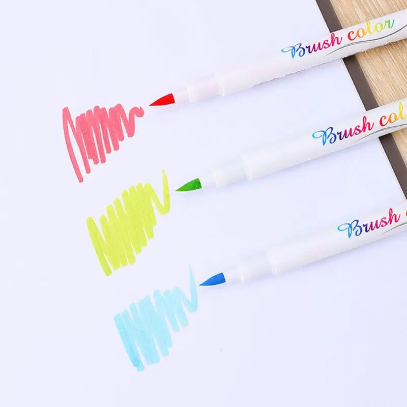 

12 Fluorescent Colors Calligraphy Marker Brush Pens Large Regular Script Art Drawing Signature Painting School Supplies