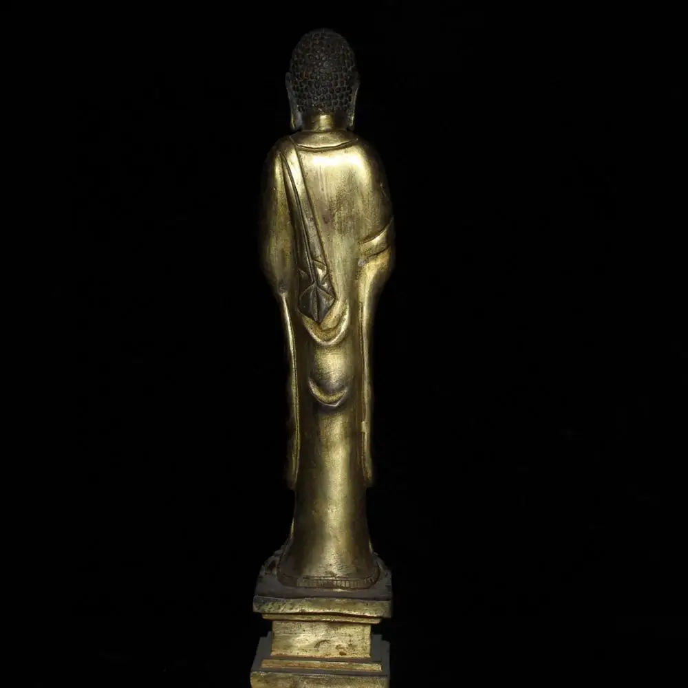 

wedding decoration 16inch Tibetan monastery Treasure Bronze Gilded Shakyamuni Station Buddha Statue
