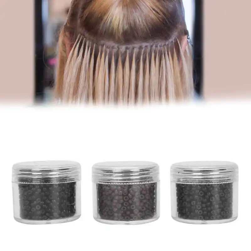 

Hairstyles Accessories 3 Bottles 3.0mm Silicone Micro Links Rings Beads Small Comfortable Hair Extension Tool