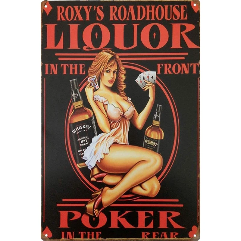 

Roxy's Alley Bar Poster Tin Sign Metal Wall Decoration Art Bar Pub Club Club House Wall Decoration Home Coffee Decor 12*8 Inches
