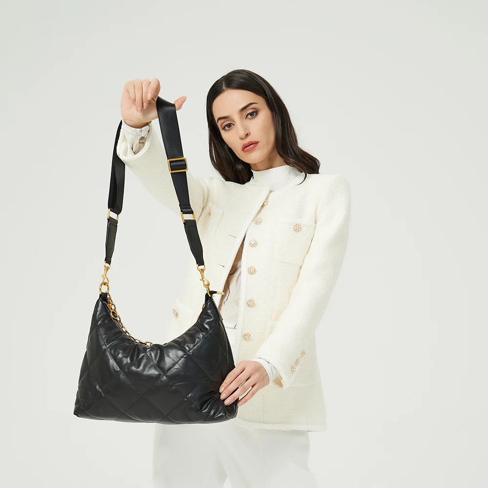 

Soft PU Air Cushion Bag for Women Chain Down Cotton Shoulder Bags Fashion Women's Winter Shopper Top-Handle Bag Purses 2021 New